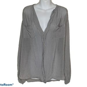 Rebecca Taylor Striped Oversized Cotton Silk Top